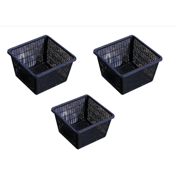 Pond H2o Square Plastic Mesh Baskets for Large Aquatic Pond , Planter Box Root Control Pots for Water Gardens, Aquaponics, Hydroponics 13 Inch (34cm) Wide, Value Pack of Three (3)