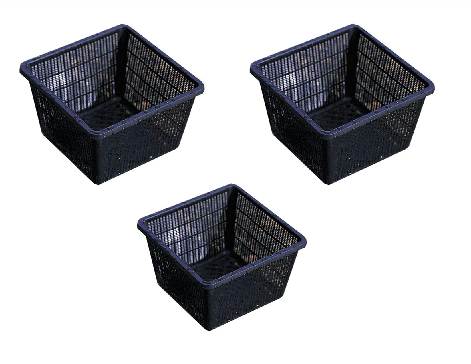 Pond H2o Water Garden Pond Slotted Mesh Plastic Square Aquatic Plant Basket, 11" (28cm), Set of Three (3) Planter Baskets Pots for Hydroponics, Aquaponics