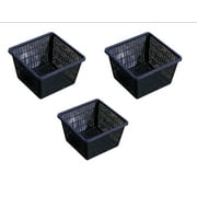Pond H2o Water Garden Pond Slotted Mesh Plastic Square Aquatic Plant Basket, 11" 28cm, Set of Three 3 Planter Baskets Pots for Hydroponics, Aquaponics