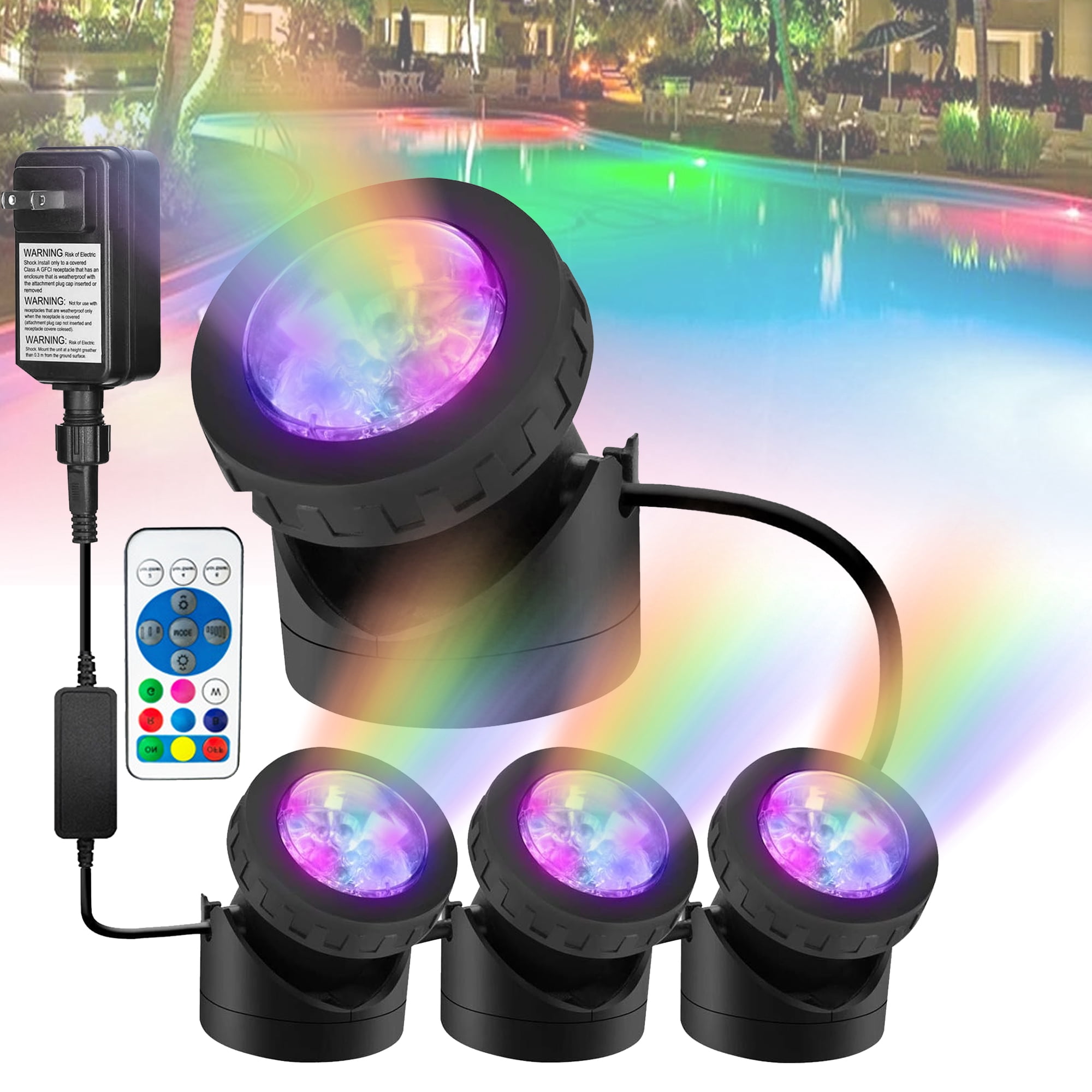 Pond Lights, Water Fountain Lights, LED Underwater Submersible with ...