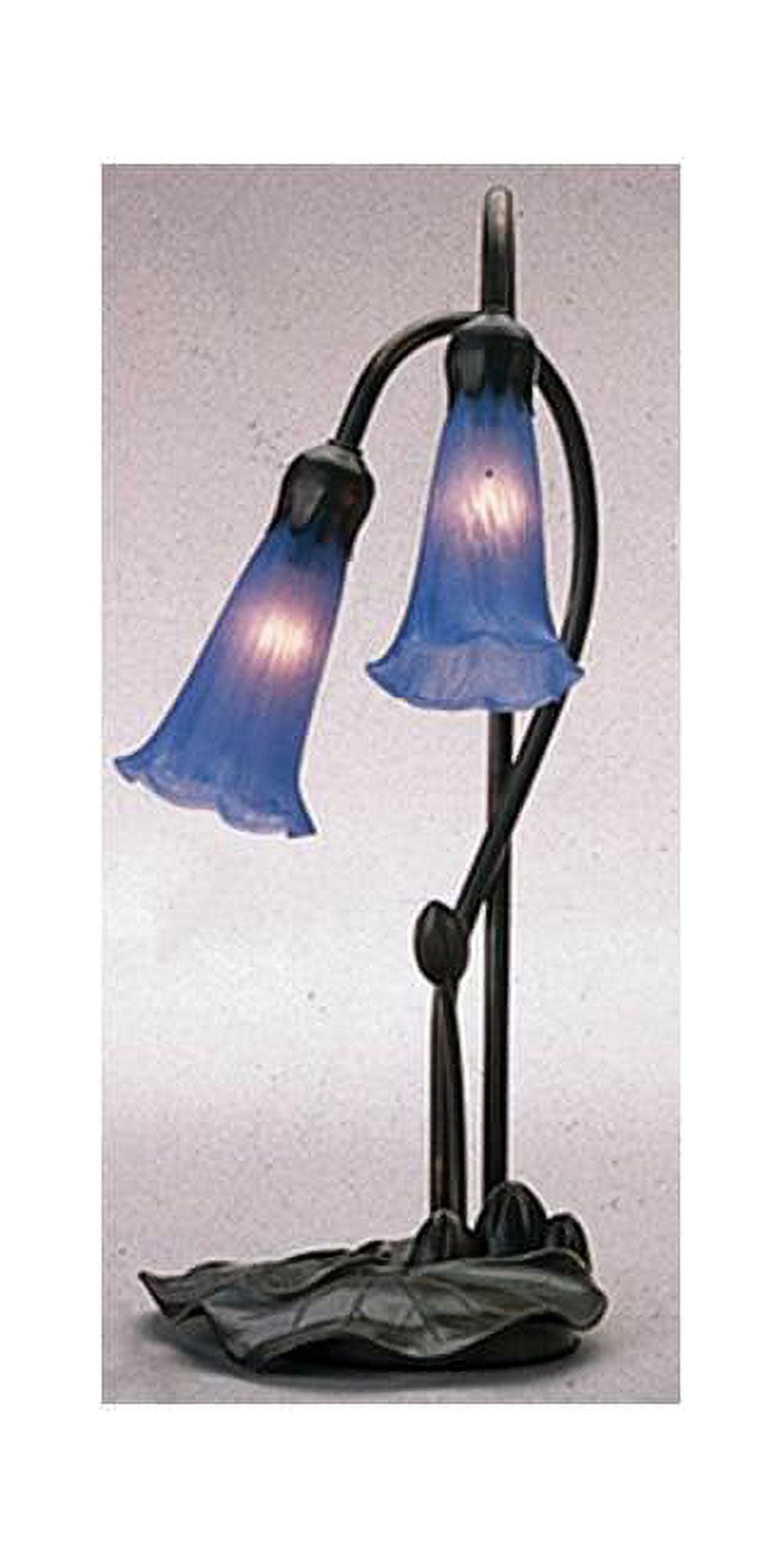 Indigo Blue Pond Lily 2-Light Accent Lamp in Mahogany Bronze