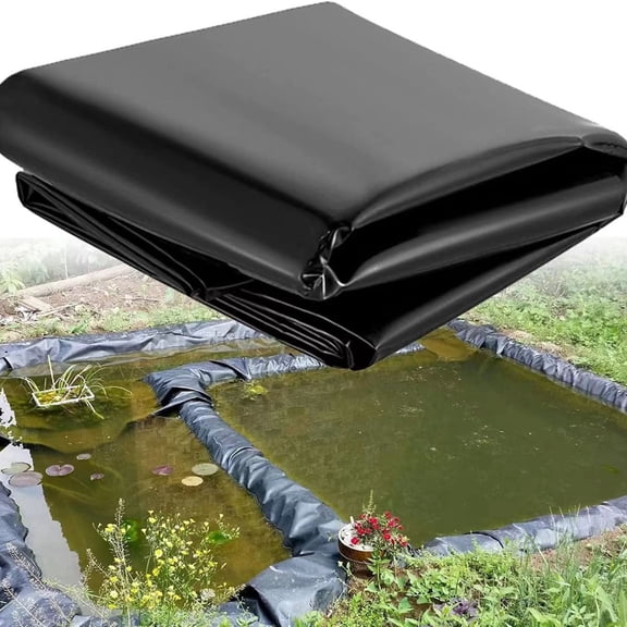 Pond Liner 13X20 Ft 20 Mil Hdpe Fish Pond Liner For Outdoor Garden Water Features Streams Easy Cutting High Preformed Impermeable Geomembrane For Water Storage Slope Projects