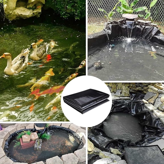 Pond Liner, 9.8 X 9.8 FT HDPE Pond Liner for Outdoor Ponds, Fish Ponds, Water Garden, Aquaculture, Waterfall, Easy to Cut
