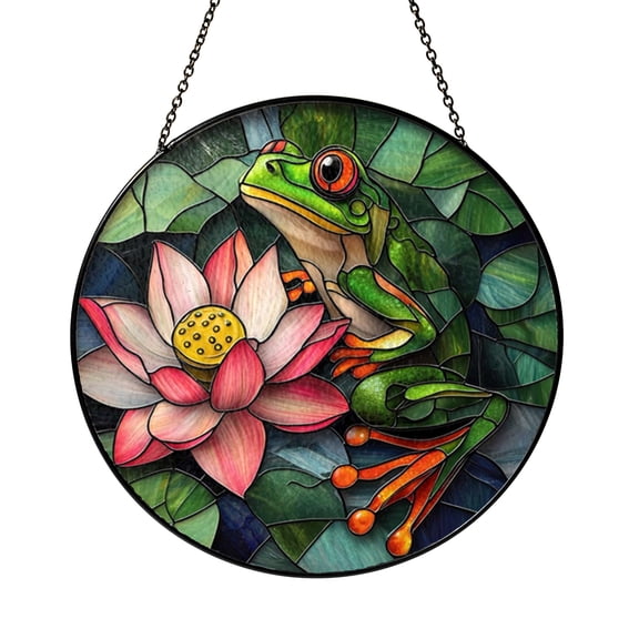 Pond Nature Frog Scene Suncatcher – Window Hanging Decor