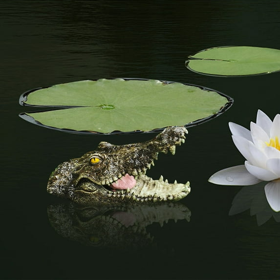 Pond Ornament under $5! CQCYD Floating Alligator Ornament, Garden Pond Decor, Pool Float Decoy, Realistic Crocodile Head, Yard Protector, Halloween Decoration, Resin Material