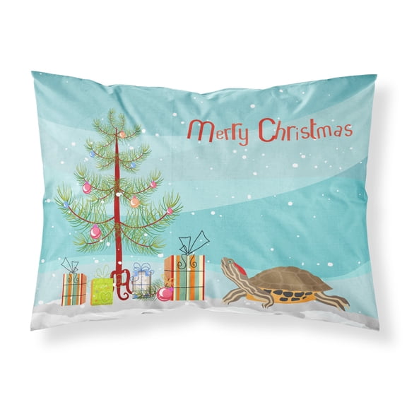 Pond Slider Turtle Merry Christmas Fabric Standard Pillowcase CK4543PILLOWCASE