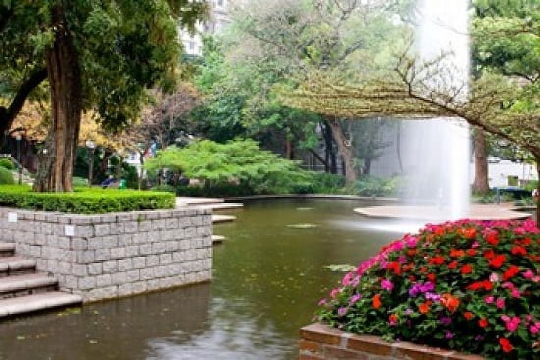 Pond With Fountain in Kowloon Park Tsim Sha Tsui Area Kowloon Hong Kong China Canvas Art - Charles Crust DanitaDelimont (35 x 23)