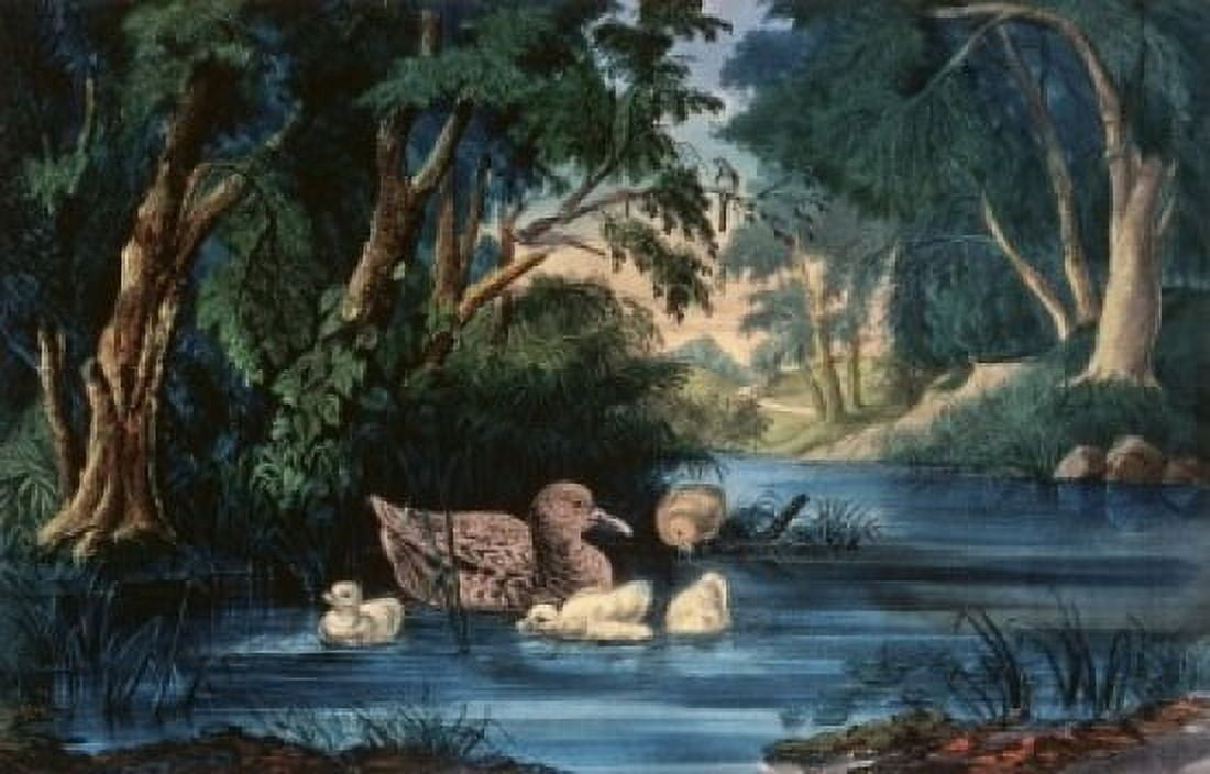 The Pond in the Woods  Currier and Ives (a 1857-1907American)  Color lithograph Library of Congress Washington DC Canvas Art - Currier & Ives (18 x 24)