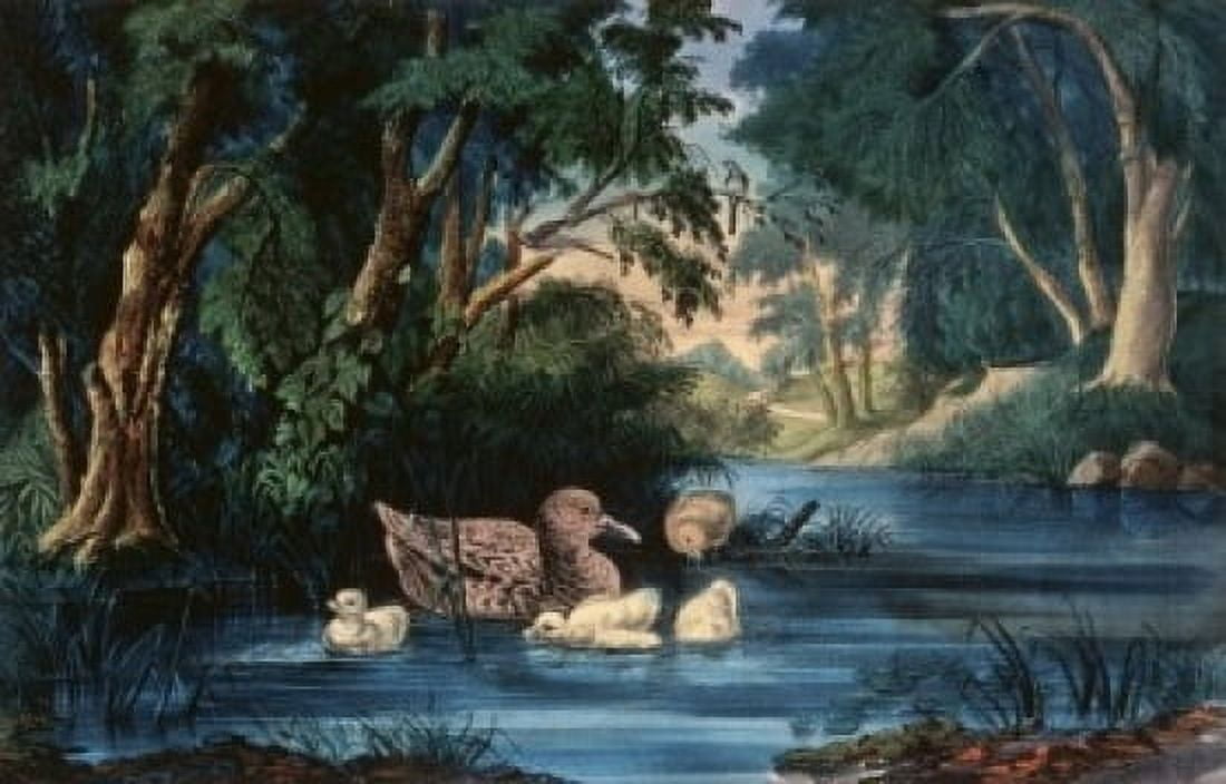 The Pond in the Woods Currier and Ives (a 1857-1907American) Color lithograph Library of Congress Washington DC Canvas Art - Currier & Ives (24 x 36)
