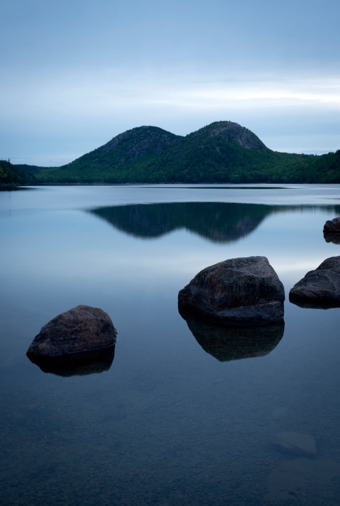 Pond at dawn Jordan Pond Bubble Pond Acadia National Park Maine USA Canvas Art - Panoramic Images (36 x 12)