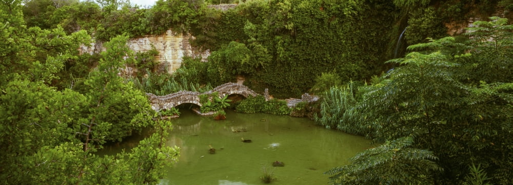 Pond in Japanese Tea Garden San Antonio Texas USA Canvas Art - Panoramic Images (36 x 12)