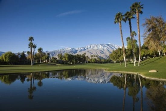 Pond in a golf course Desert Princess Country Club Palm Springs Riverside County California USA Canvas Art - Panoramic Images (24 x 16)