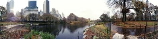Pond in a park Central Park Manhattan New York City New York State USA Canvas Art - Panoramic Images (40 x 10)