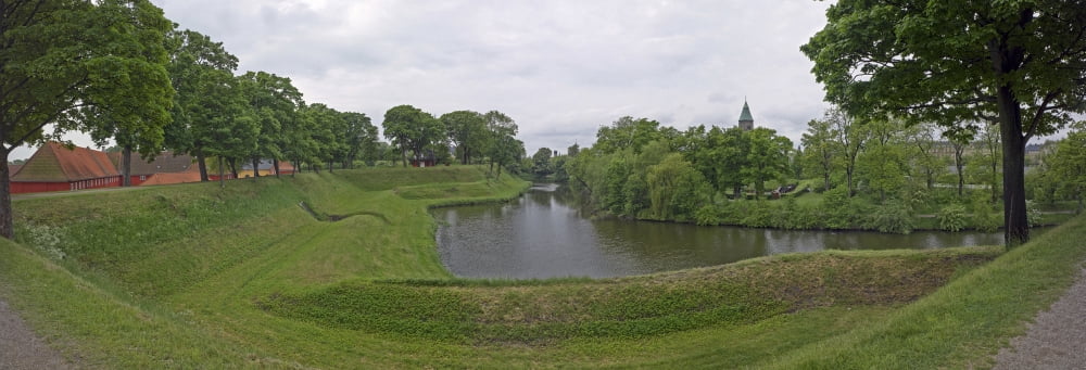 Pond in a park Kastellet Copenhagen Denmark Canvas Art - Panoramic Images (27 x 9)