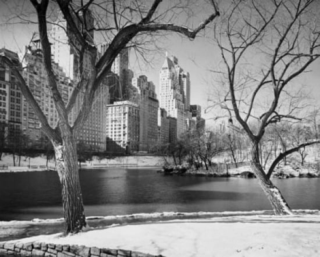 Pond in front of skyscrapers Central Park Manhattan New York City New York USA Canvas Art - (24 x 36)