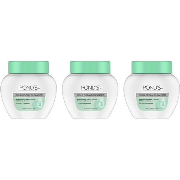 POND'S Cold Cream, Skin Care Facial Cleanser for All Skin Types, Deep Moisturizing Face Wash & Make -Up Remover, 9.5 oz - 3 Pack