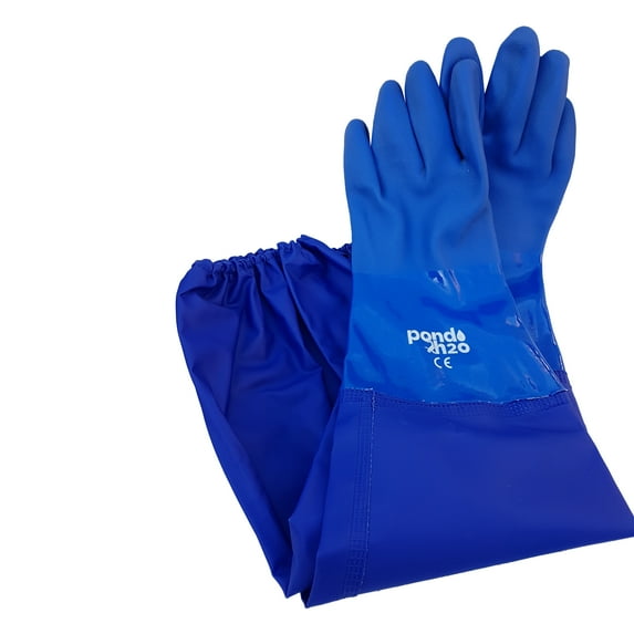 PondH2o Heavy Duty Long Full Arm Re-usable Waterproof Rubber Gloves Shoulder Length, Yard & Water Garden Pond Cleaning Gloves, Keeps Arm and Hand Dry, 28 Inch Long, Pond Or Aquarium gloves