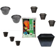 PondH2o Large Water Garden Plastic Aquatic Slotted Mesh Pond Planting Basket Kit, Includes 9 Large Sized Baskets and Pond Gravel, Plastic Plant Pots for Aquaponics, Hydroponics
