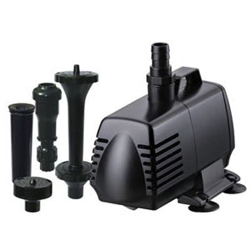 Black 590 GPH Pond Pump with Fountain Head Kit