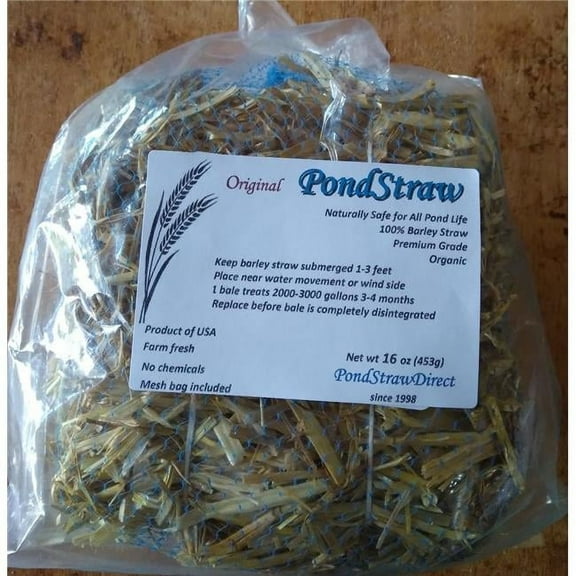 PondStrawDirect 16PSD1 PondStrawDirect ORGANIC Barley Straw 16oz bale treats 2000 gallons