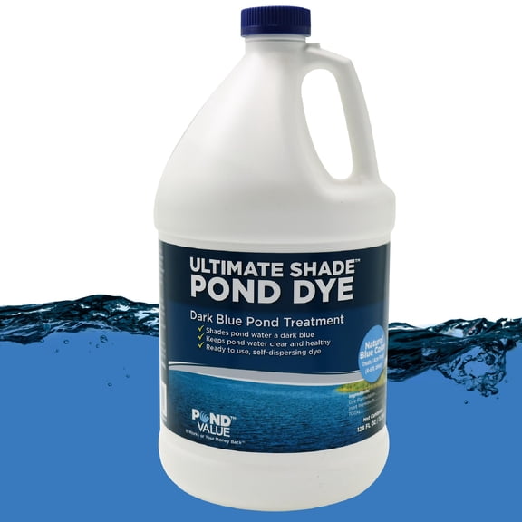 PondValue Ultimate Shade Pond Dye Liquid Concentrate, Large Lake & Pond Colorant, Shade Water, Block Ultraviolet Rays, Beautiful Natural Color, Fishing & Swimming Safe, Easy Treatments, 1 Gallon