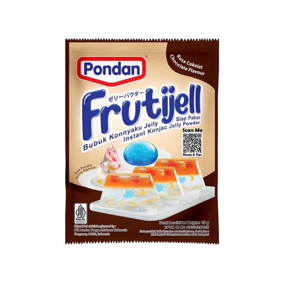 Pondan Frutijell - Instan Konjac Jelly Powder - Chocolate Flavor, 0.52oz (Pack of 12)