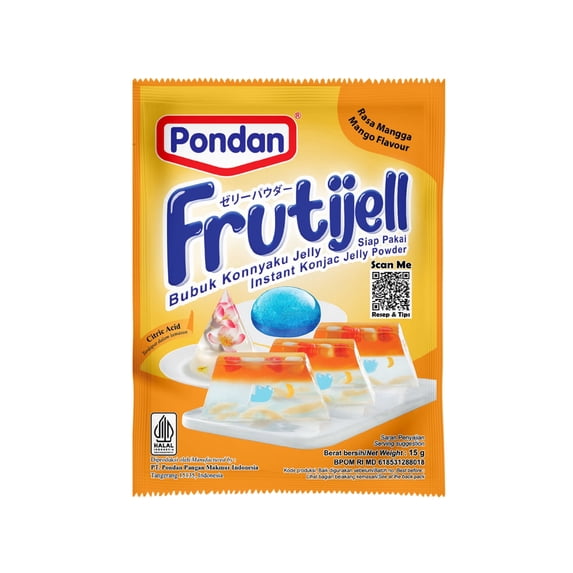 Pondan Frutijell - Instan Konjac Jelly Powder - Mango Flavor, 0.52oz (Pack of 12)