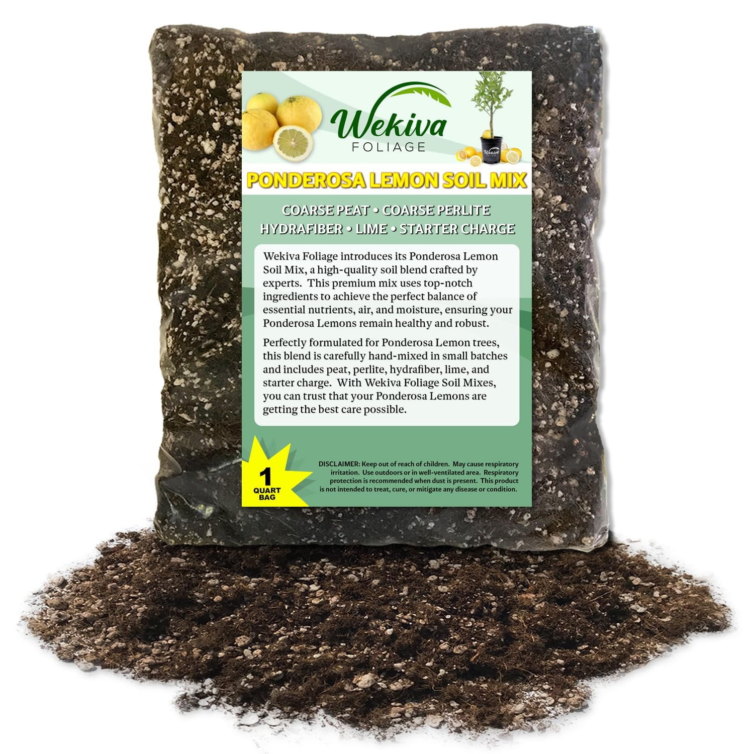 Ponderosa Lemon Tree Growing Soil Mix  3 Quarts - Custom Soil Blend  Potting Mix for Ponderosa Lemon Trees  Specially Developed by and for Professional Nursery Growers - Nutrient-Rich Formula