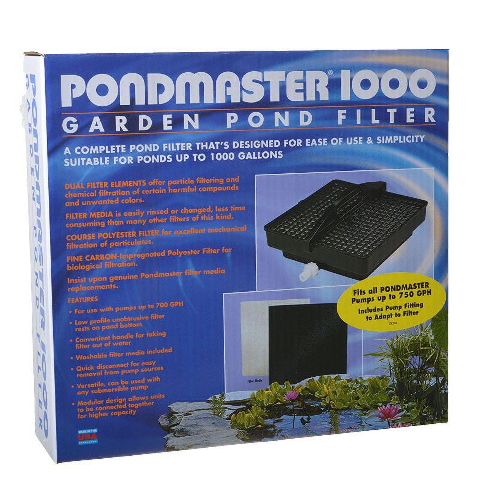 Pondmaster 1000 Black Garden Pond Filter with Locking Handle