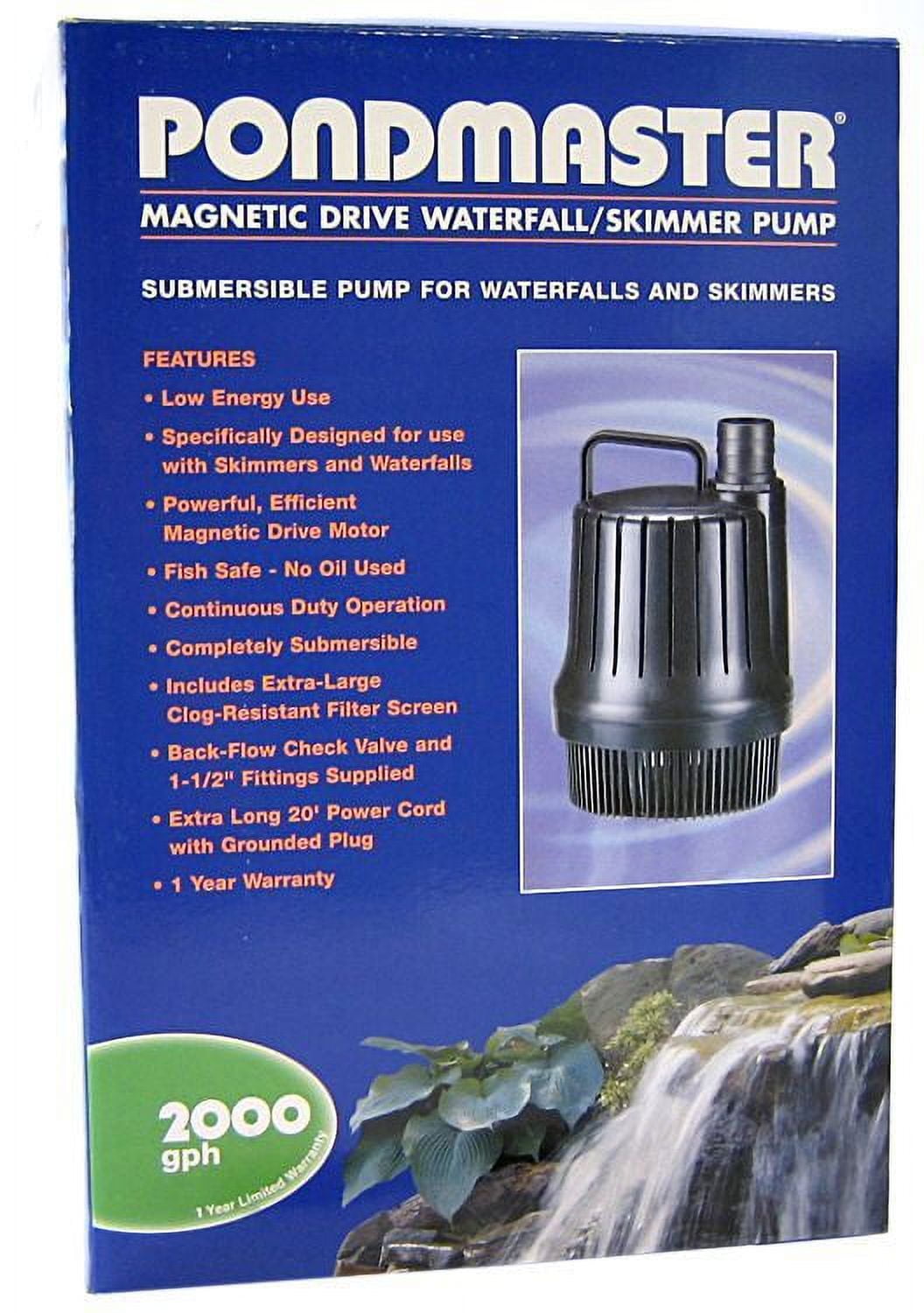 Pondmaster Black Magnetic Drive Waterfall Pump 2000 GPH