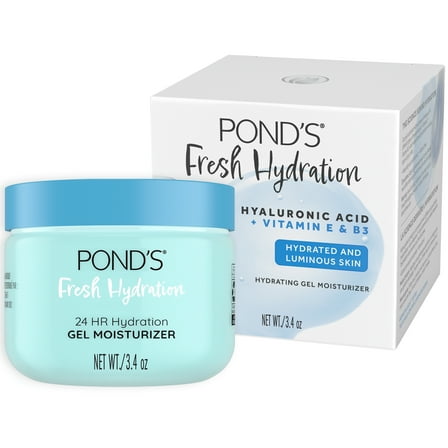 POND’S Hyaluronic Acid, Vitamin E & B3 Gel Face Moisturizer For All Skin Types, 3.4 oz