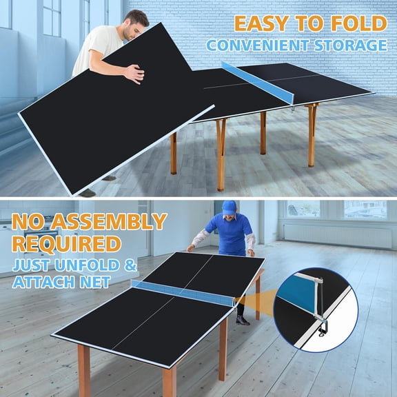 Pong Table Top for Billiard Table, 8.5x4.7FT Foldable Table Tennis Conversion Top w/Net & Foam Padding