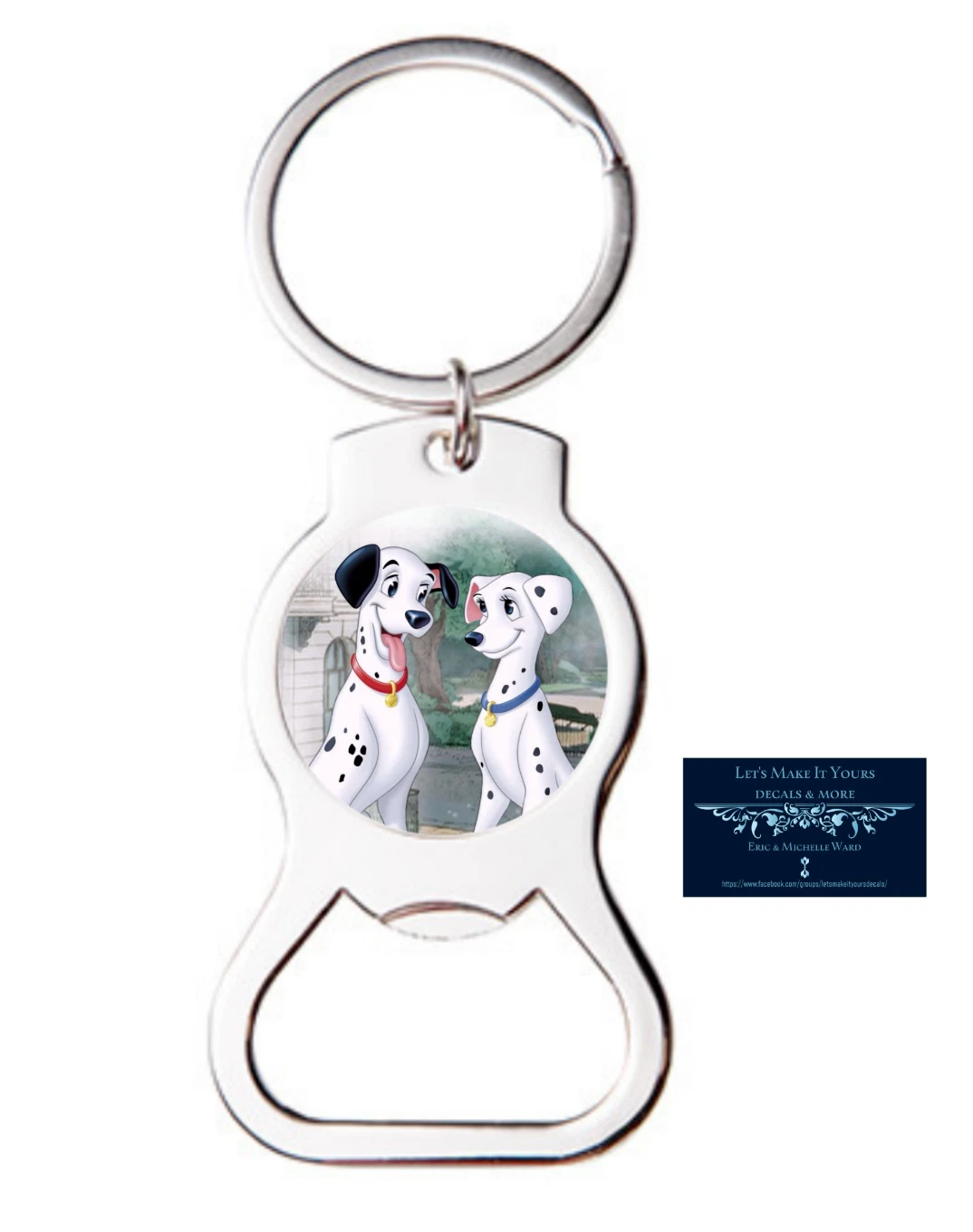 Pongo & Perdita 101 Dalmatians Custom Metal Bottle Opener Keychain Key Ring
