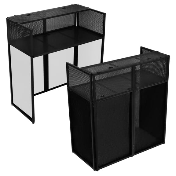 Ponguvn Foldable DJ Stand Booth 40x20x45 in, Black/White Scrims Scrims Included, Quick Assembly Frame for Bars, Weddings, Private Parties