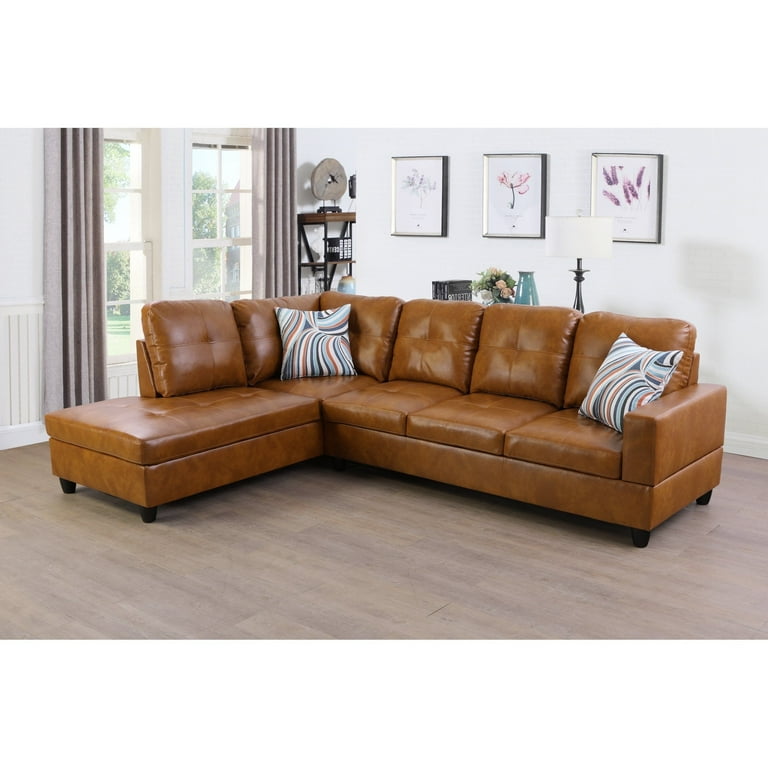 Ponliving Pieces Faux Leather L-Shaped Modern Sectional