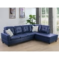 thumbnail image 1 of Ponliving 97" 2 Pieces L-Shaped Sectional Sofa With Pillows For Living Room Blue Faux Leather Right Hand Facing, 1 of 4