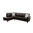 thumbnail image 1 of Ponliving 97" 2 Pieces L-Shaped Sectional Sofa With Pillows For Living Room Brown Faux Leather Left Hand Facing, 1 of 2