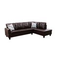 thumbnail image 1 of Ponliving 97" 2 Pieces L-Shaped Sectional Sofa With Pillows For Living Room Brown Faux Leather Right Hand Facing, 1 of 2