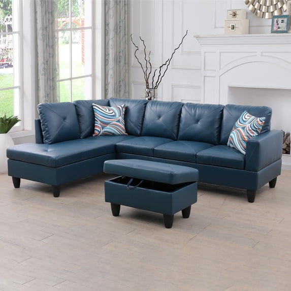 Ponliving 97" 3-Piece Sectional Sofa Set for Living Room With Ottoman Left Hand Side Facing