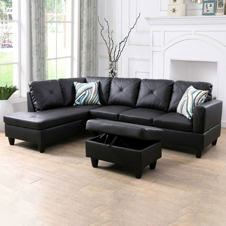 Ponliving 97" 3-Piece Sectional Sofa Set for Living Room With Ottoman Left Hand Side Facing