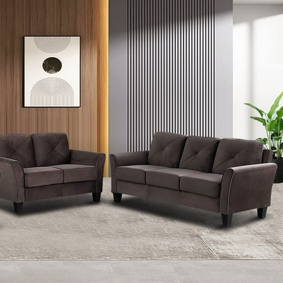 Ponliving Couch Sofa Sets, Modern Microfiber Upholstered 3 Seats Sofa Couch with Loveseat