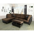 thumbnail image 1 of Ponliving Furniture Aiden 104" Sectional Sofa & Chaise with Ottoman Microfiber and faux leather upholstery Brown Left Hand Facing, 1 of 1