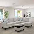 thumbnail image 1 of Ponliving Furniture Sectional Sofa 3 Pieces L-Shape Sectional Sofa Set Grey White Right Hand Facing, 1 of 5
