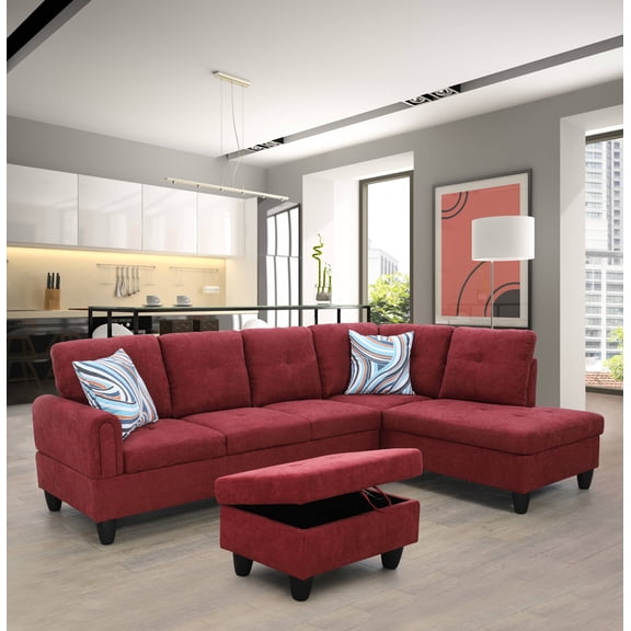 PonLiving 3 - Piece Upholstered Sectional Right Hand Facing