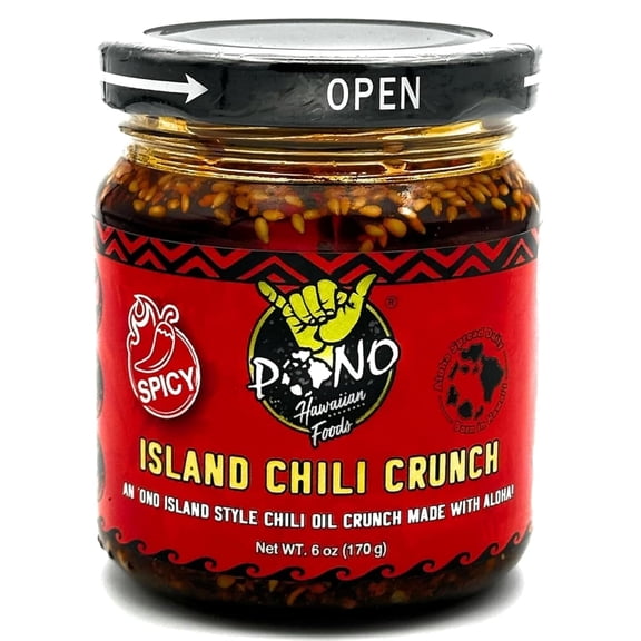 Premium Island Chili Crunch, Spicy 6oz, Zero Trans Fat, Umami, Crispy Shallots, Chili Oil