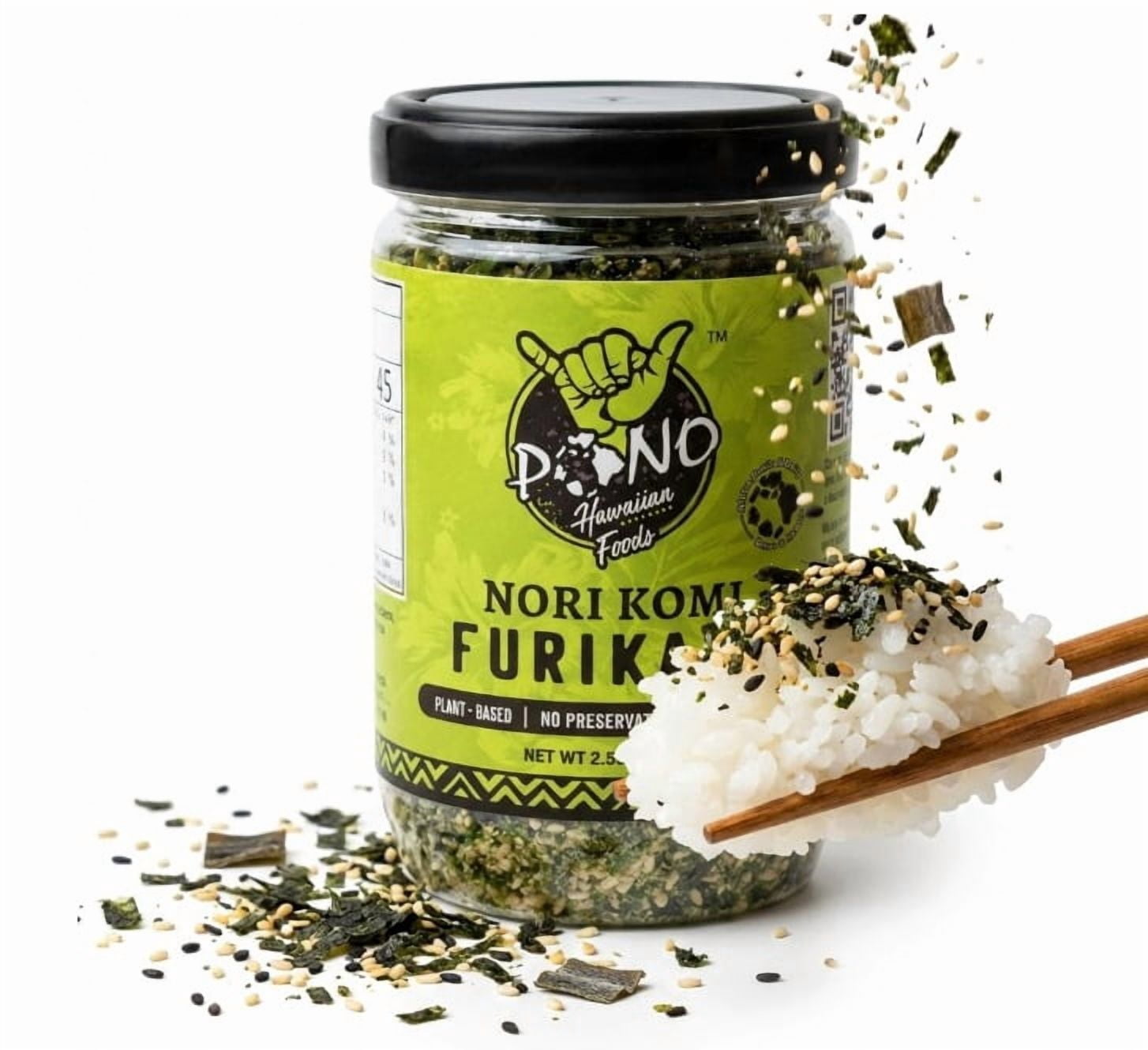 Pono Hawaiian Nori Komi Furikake Rice Seasoning, 2.5 oz, Non-GMO