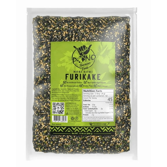 Pono Hawaiian Premium - Nori Komi Furikake - Japanese Rice Topping - Seasoning 1.1# Bulk Bag - Non GMO - Gluten- Free - No Preservatives - Umami -Nori Flavored