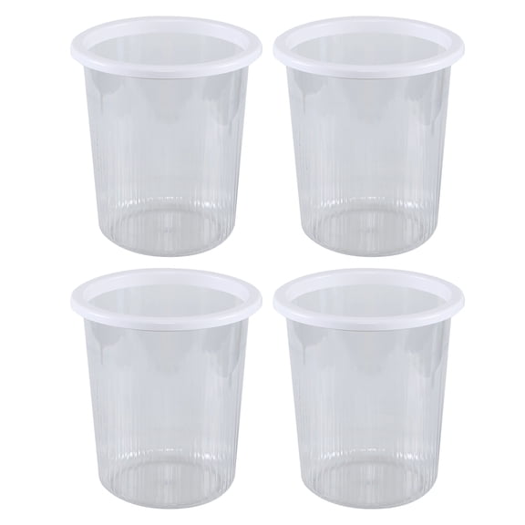 Ponpong 4-Pack Waste Basket Plastic, Small Plastic Garbage Can, Clear, 4 Gallon