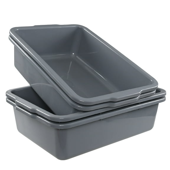 Ponpong 4 Packs 32 L Commercial Plastic Bus Box, Restaurant Bus Tubs, Gray