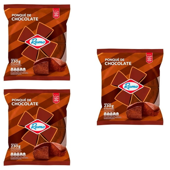 Ponque Ramo Chocolate (Pck of 3) Colombian delicious snack cake with chocolate flavor mecato colombiano Snack from colombia online Colombian snacks dulce colombiano Colombian food Colombian Candy